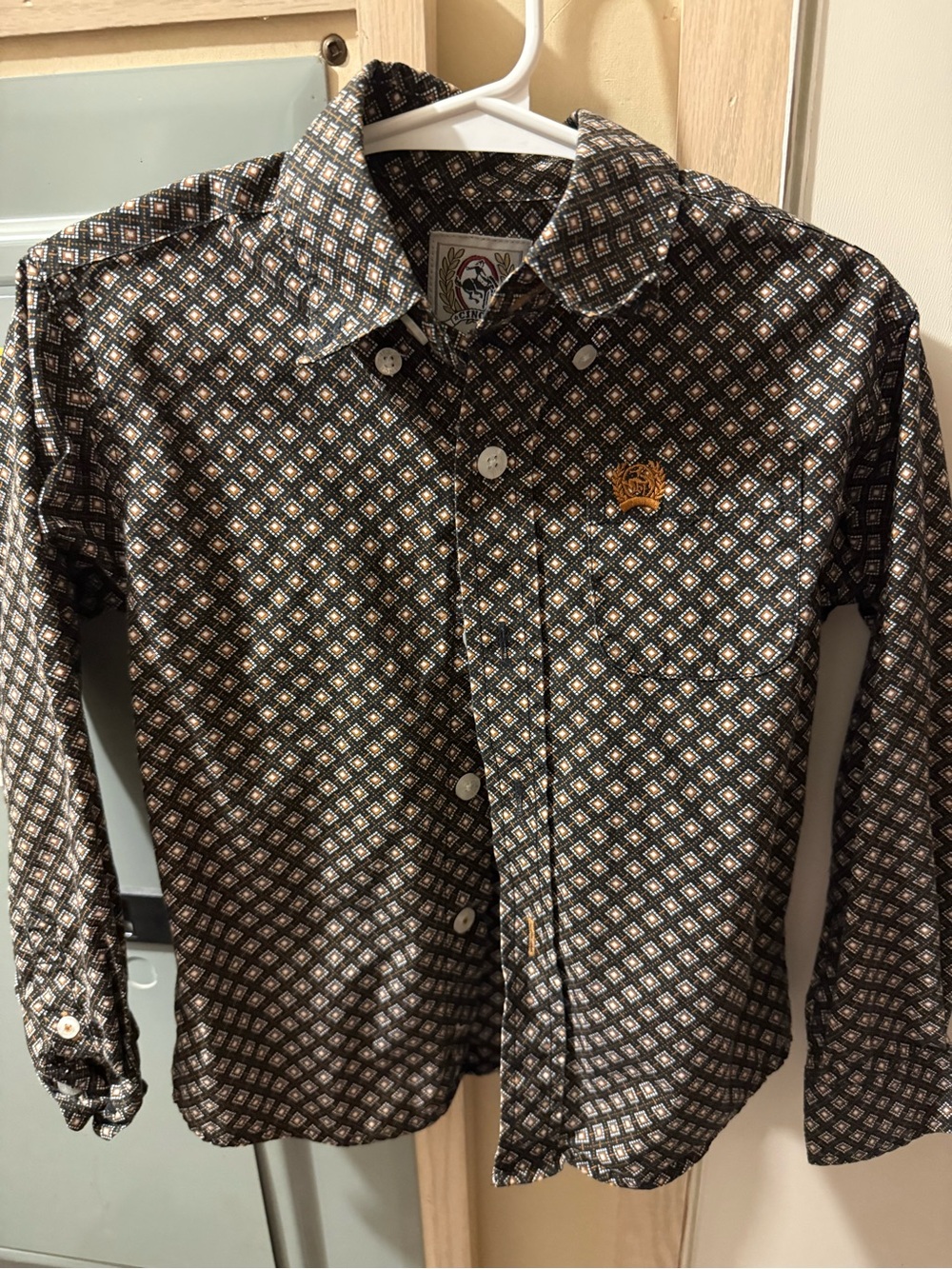 Cinch Black Geometric Long-Sleeve Button Down Shirt